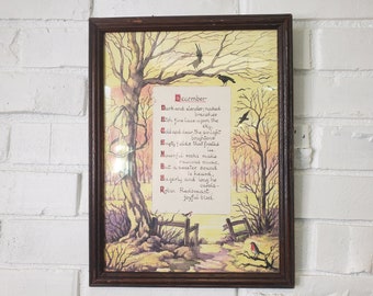 December Watercolor Print and Poem by Margaret Brough - Free Shipping to the Lower 48!