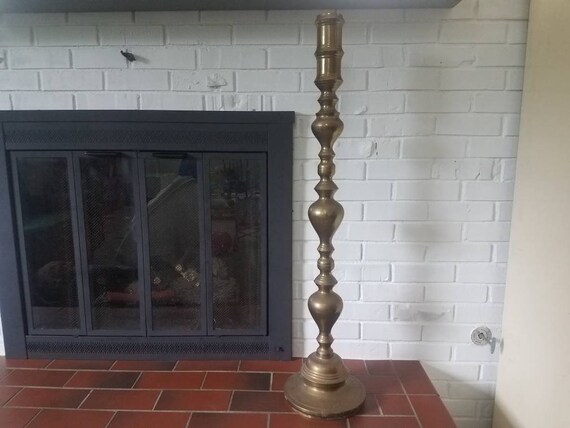 Large Vintage Brass Pillar Candle Holder Altar Candle Etsy