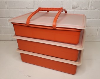 Vintage Orange Tupperware - Tuppercraft - 13 Piece Set - Free Shipping to the Lower 48!