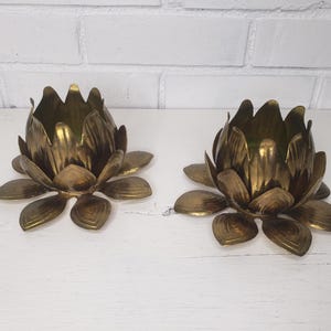Vintage Brass Lotus Candle Holders (Pair) - Free Shipping to the Lower 48!
