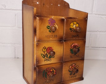 Vintage Sewing Notion Cabinet Storage with 6 Drawers - Free Shipping to the Lower 48!