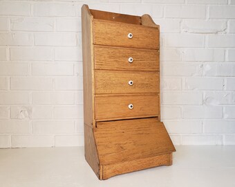 Vintage Spice Cabinet with 4 Drawers and a Cabinet - Light Oak Primitive - Free Shipping to the Lower 48!