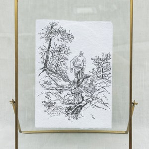 Vandrelyst / disegno a inchiostro originale su carta di cotone fatta a mano