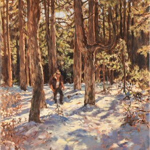 Abbiamo cercato parole I / Stampa fine art / pittura ad olio impressionistica forestale invernale