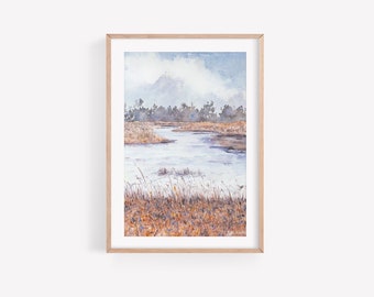 Glad it rained | art print on bamboo paper | watercolor and embroidery painting