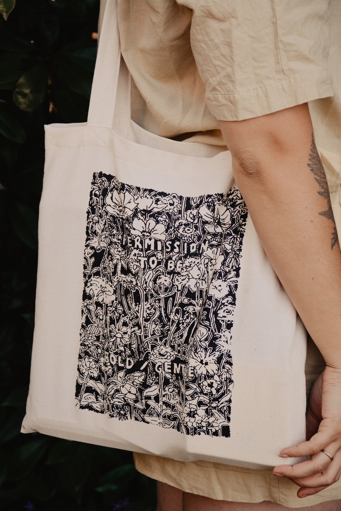 Permission to Be: BOLD / GENTLE Handmade Screen Printed Tote - Etsy