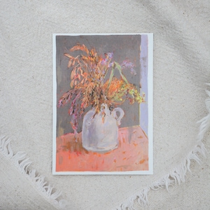 A Still life | dried flowers | painting art postcard | recycled paper