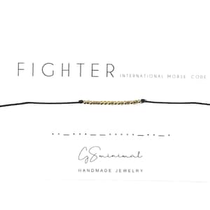 Pulsera de luchador, pulsera de código Morse personalizada llena de oro, pulsera de sobreviviente, pulsera de guerrero para mujeres, fuerza, regalo motivacional para ella