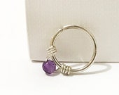 Amethyst Septum Ring, Choose Gemstone Bead, Boho Nose Ring, Bohemian Nose Ring Hoop, Daith Earring, Tragus Earring, Septum Hoop Nose Ring