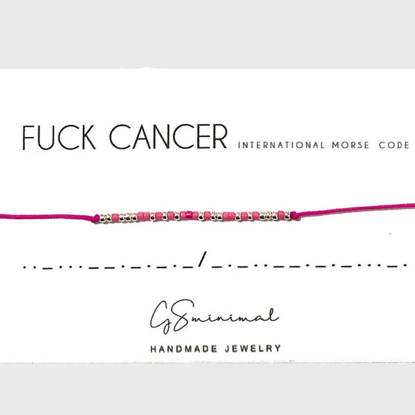 Fuck Cancer Morse Code Bracelet, Survivor Bracelet, Warrior Bracelet for Women, Motivational Gift for Her, Morse Code Jewelry