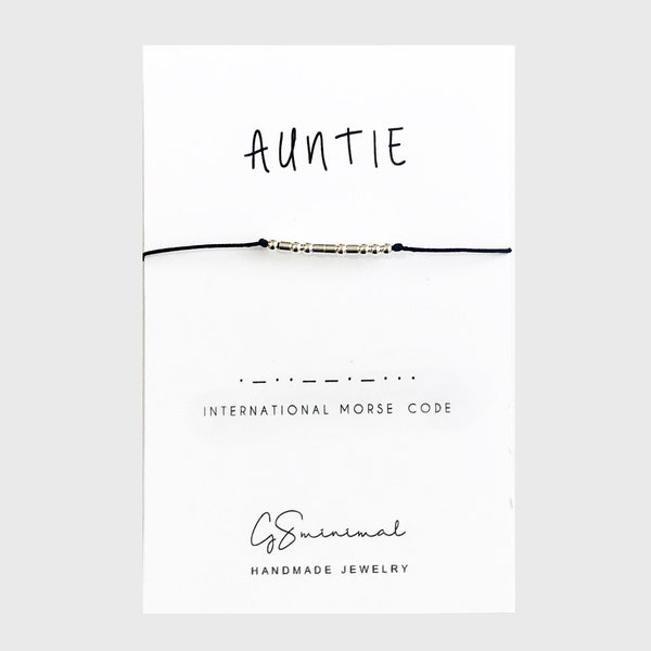 Auntie Morse Code Bracelet, Sterling Silver Auntie Gift Bracelet, Aunt Gift, Auntie Bracelet, Morse Code Jewelry, Birthday Gift For Her