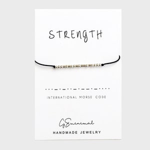 Strength Bracelet Women, Sterling Silver Strength Morse Code Bracelet, Mental Health Bracelet, Inspirational Gift For Her, Meaningful Gift