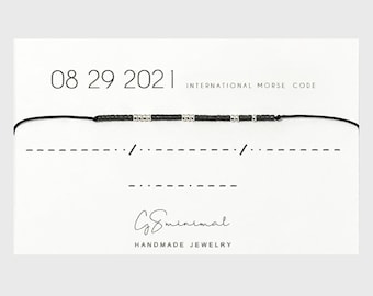 Custom Date Morse Code Bracelet, Anniversary gift for Men Women, His Hers Bracelet, Gift for Couples, Friendship bracelet