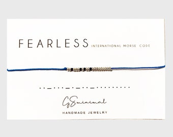 Pulsera de código Morse sin miedo, pulsera de fuerza, regalo personalizado con código Morse, amistad, fe, perseverancia, regalo de aliento para ella