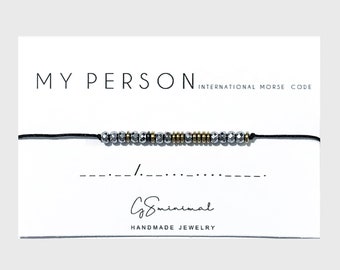 Bracciale con codice Morse personalizzato, braccialetto con perline My Person, braccialetto da uomo personalizzato, regalo a lunga distanza, regali per fidanzato, regalo per uomini