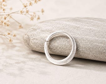 Septum Nose Ring - Smooth Hammered Nose hoop - Silver Tribal Septum Piercing Jewelry - 20g, 18g, 16g & 14g Options - Gift For Women