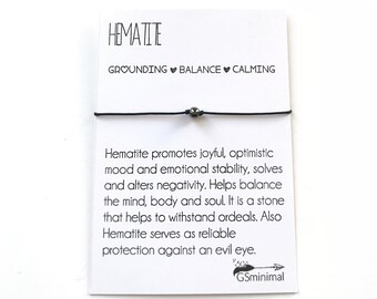 Hematite Bracelet, Mens Simple Bracelet, Wish Bracelet, Beaded Bracelet Spiritual Stone, String Bracelet,Balance Gift For Men,Gift For Women