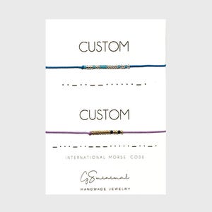 Bracelet Code Morse - Ensemble de bracelets pour couple personnalisé - Bijoux assortis pour une relation longue distance - Unique et significatif - Pour elle et lui