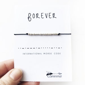 Forever Morse Code Bracelet, Sterling Silver Morse Code Jewelry, Forever Bracelet, Couples Bracelet, Long Distance, Promise Bracelet for Her