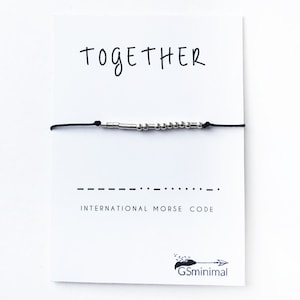 Together Morse Code Bracelet, Sterling Silver Personalized Morse Code Jewelry, Birthday Gift For Her, Friendship Bracelet, Long Distance
