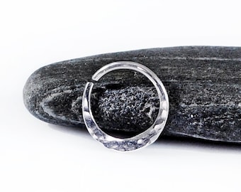 Hammered Septum Ring - Sterling Silver Nose Hoop - Boho Septum Jewelry - 20g, 18g, 16g & 14g Options - Unique Septum Piercing Accessory