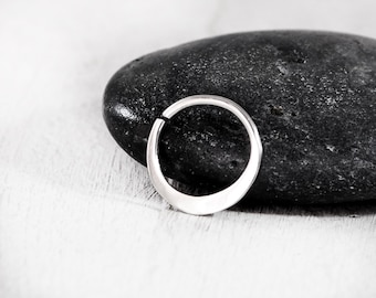 Septum Nose Ring - Smooth Hammered Nose hoop - Silver Tribal Septum Piercing Jewelry - 20g, 18g, 16g & 14g Options - Gift For Women