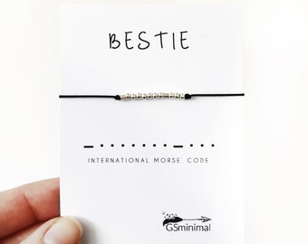 BESTIE Morse Code Bracelet, Sterling Silver Bracelet, Best Friend Gift, Best Friend Birthday Gift, Best Friend Bracelet, BFF,Friendship Gift