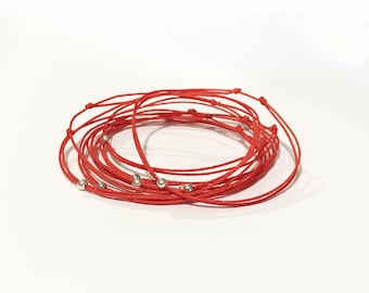 Czerwona Nić Przeznaczenia - Bransoletka Kabbalah Red String - Srebrna Opaska - Bransoletka Miłosna dla Niego i Dla Niej - Prezent Ochronny i Łączący