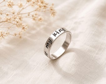 Personalized Men's Women's Sterling Silver Ring - Custom Wedding Band 4mm.