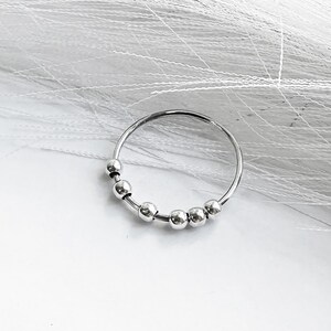 Fidget Spinner Ring - S925 Sterling Silber Anti Angst Schmuck Geschenk - Stress Relief Daumen Perlen Ring für Sie