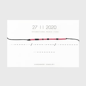 Custom Date Morse Code Bracelet - Couples Bracelet - Anniversary Gift for Him or Her - Valentine&#39;s Day Gift - Personalised Partner Jewelry