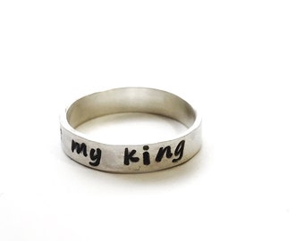 Personalized Sterling Silver Ring, Custom Hand Stamped Ring, Engraved Ring, Word Name Quote Ring, Birthday Gift For Her, Gift For Women