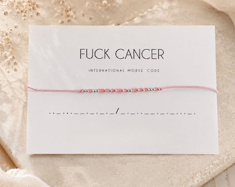 Secret Message Morse Code Bracelet - Fuck Cancer Survivor Present - Adjustable Knot Bracelet - Hidden Message Jewelry