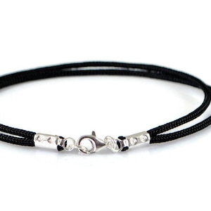 PARACORD ARMBAND - zwarte koordarmband herenarmband sterlingzilveren sluiting heren eenvoudige armband touw armband minimale sieraden man cadeau