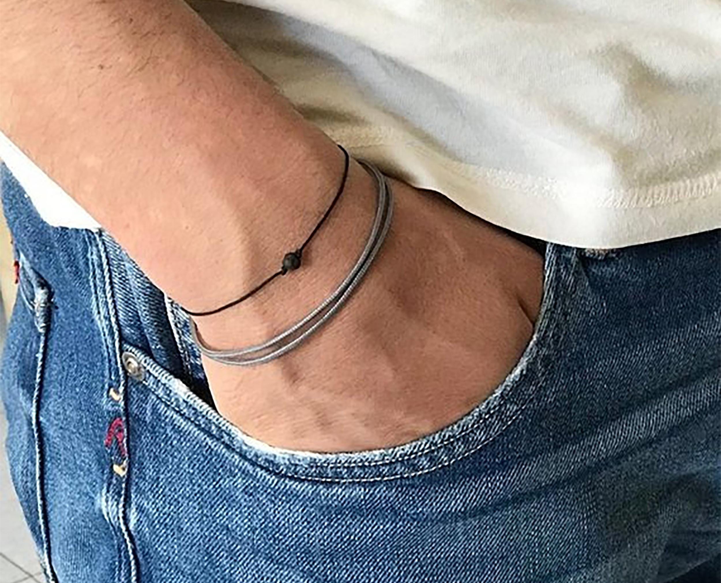 2 Braccialetti Dell'Amicizia In Acciaio E Ceramica – Regolabili, Fatti A Mano Con Motivo Floreale