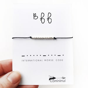 BFF Morse Code Bracelet, Sterling Silver Morse Code Jewelry, Friendship Bracelet, Best Friend Gift, Bestie Bracelet, Birthday Gift For Her