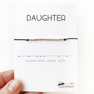 Daughter Morse Code Bracelet, Sterling Silver Girls Bracelet, Morse Code Jewelry, Birthday Gift for Daughter, Mother Daughter Bracelet