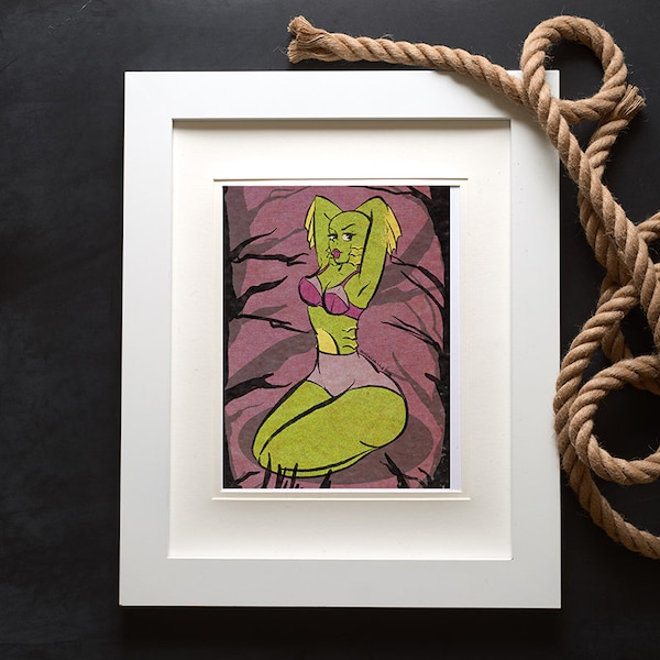 4x6" Matted to 5x7" Classic Monster Pin Up Print Mat Included Frame not Included