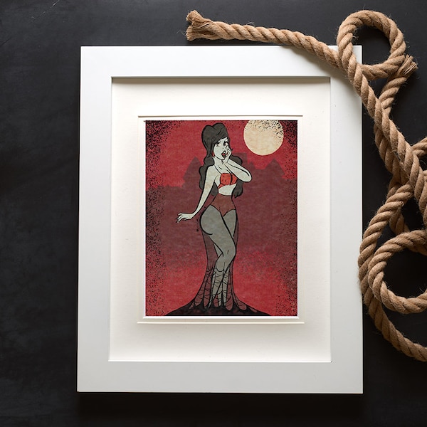 4x6" Matted to 5x7" Classic Monster Pin Up Print Mat Included Frame not Included