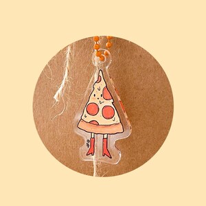 Pizza Keychain | Cute Pizza Character | Pepperoni Pizza | Keycharm | Key Accessories | Acrylic Charm Keychain | Double Sided | Pizza Lover