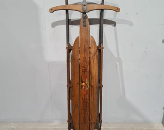 Spaulding & Rogers デザインシートカタログ 1986 1920's Flexible Flyer No 1 C Antique Primitive Wood Sled, Sleigh