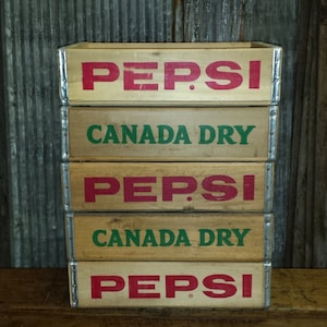 Wholesale lot of 5 Original, Vintage Pepsi Crates/Canada Dry Soda Crates