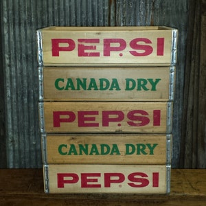 Wholesale lot of 5 Original, Vintage Pepsi Crates/Canada Dry Soda Crates