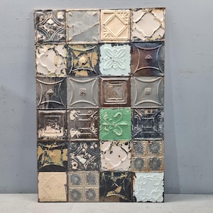 Large Vintage Tin Tile Splashback Wall Art