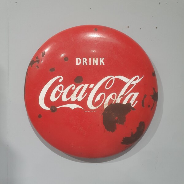 Vintage Coke Button Sign - Etsy