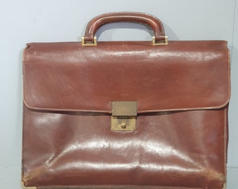 Cartable en cuir marron vintage Satchel