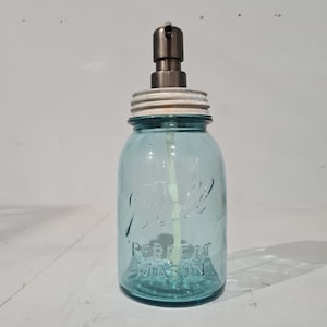 Ball Mason Blue Jar Recycled Soap Dispenser Pump Vintage