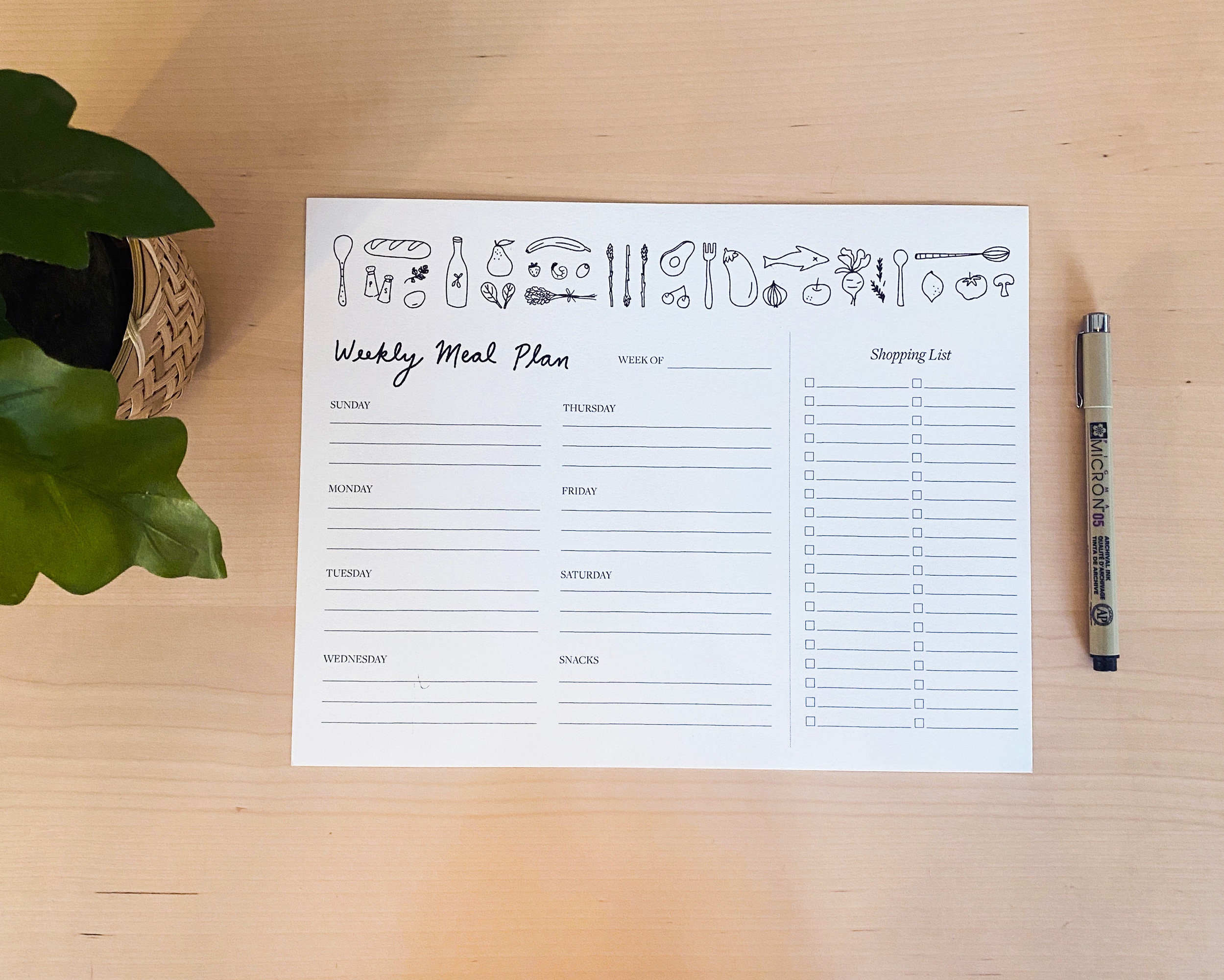 Weekly Meal Plan Printable PDF Letter Size 8.5x11 Digital Download With ...
