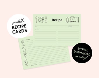 Printable Recipe Cards With Hand-Drawn Food Illustrations