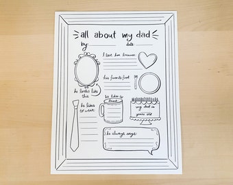 Father's Day Coloring Page: All About My Dad Activity (Digital Download)